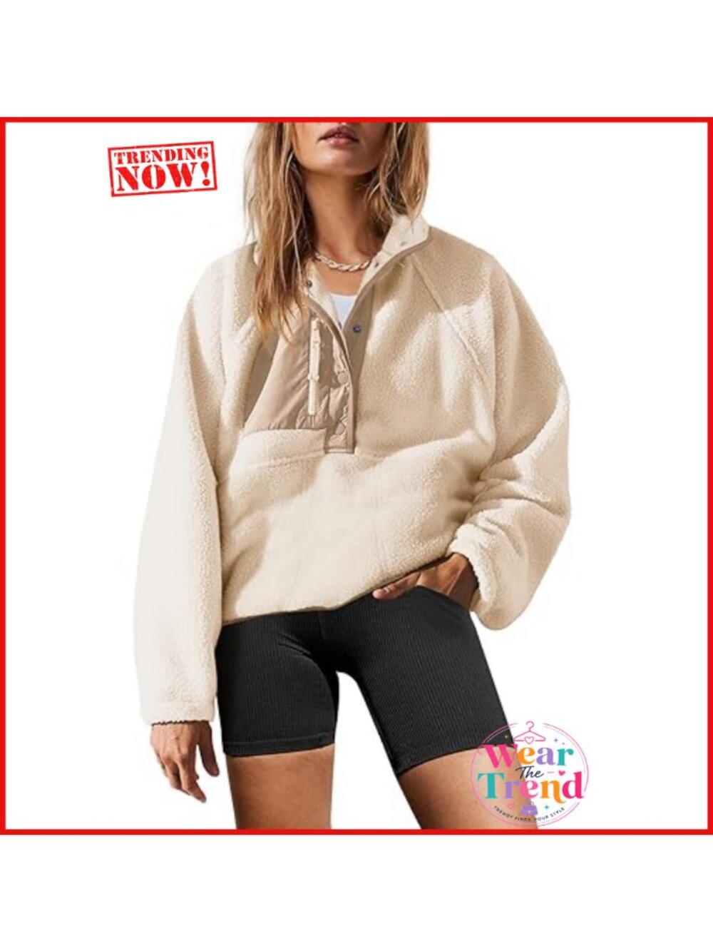 Womens Sherpa Fleece Pullover Jacket Button Down Sweatshirt with Pockets